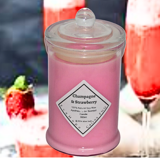 CHAMPAGNE & STRAWBERRY - Scented Soy Wax Candle. 350ML