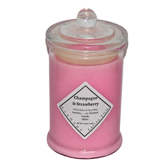 CHAMPAGNE & STRAWBERRY - Scented Soy Wax Candle. 350ML