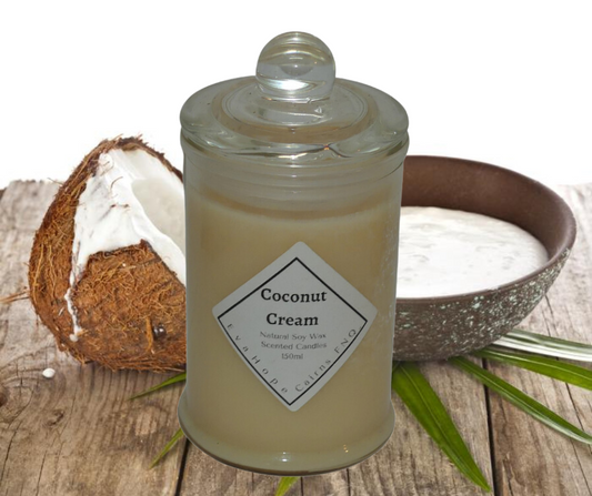 Coconut Cream 120gm Fully Scented, Natural Soy Wax. @30 Hr slow burn