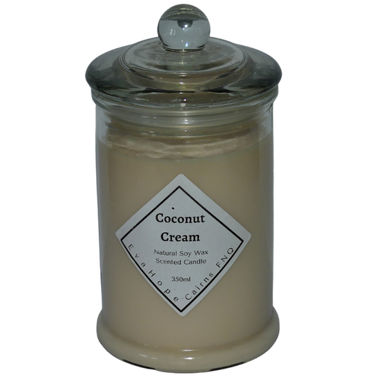 Coconut Cream 350ml Fully Scented, Natural Soy Wax. @65 Hr slow burn