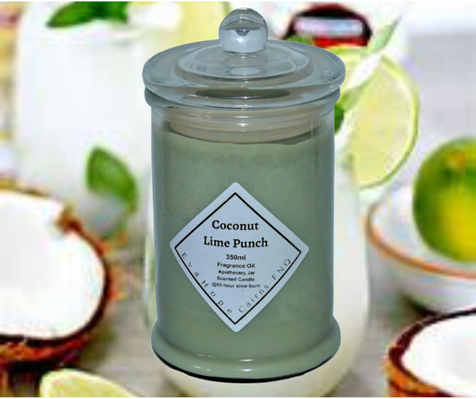 Coconut Lime Punch 350ml Fully Scented, Natural Soy Wax. @65 Hr slow burn