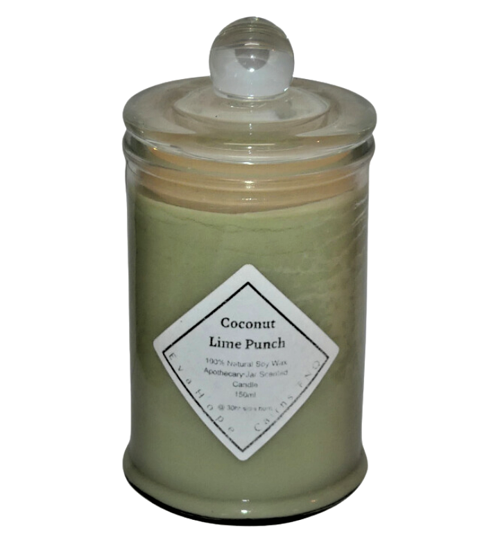 Coconut Lime Punch 150ml Fully Scented, Natural Soy Wax. @30 Hr slow burn