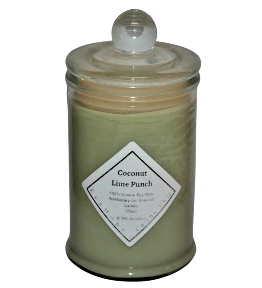 Coconut Lime Punch 150ml Fully Scented, Natural Soy Wax. @30 Hr slow burn