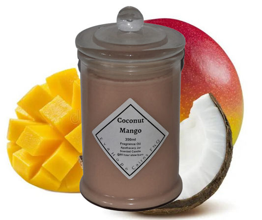 Coconut Mango 350ml Fully Scented, Natural Soy Wax. @ 65 Hr slow burn