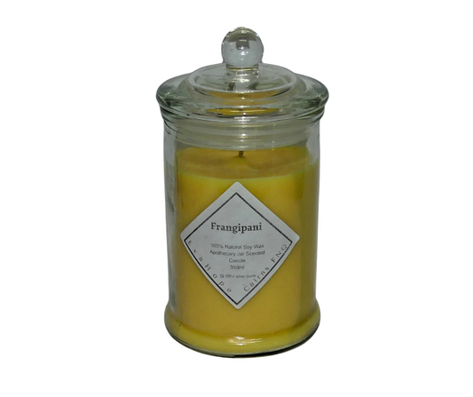 Frangipani 350ml Apothecary Jar Candle. @ 65 Hr slow burn