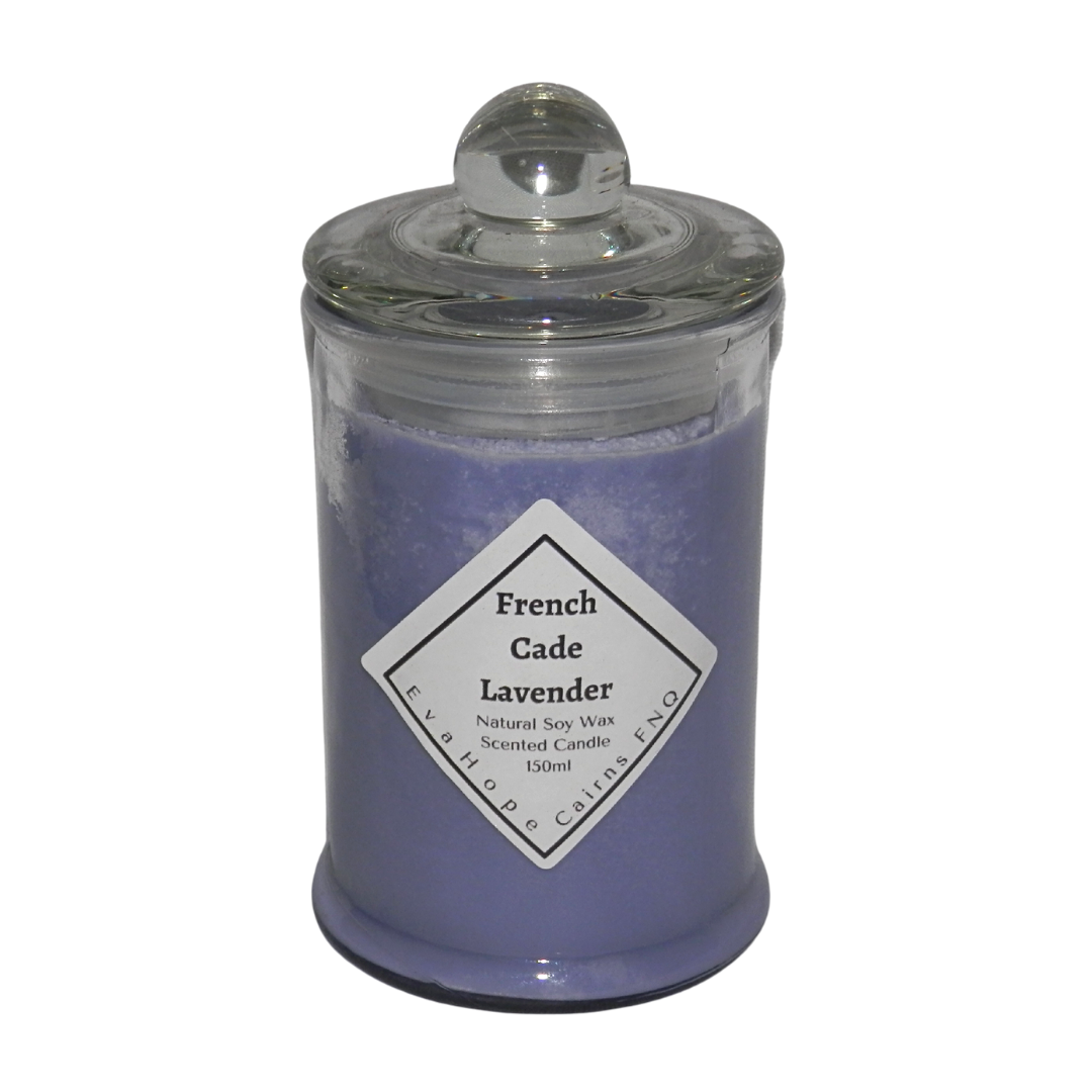 French Cade Lavender 150ml Apothecary Jar Candle.. Natural Soy Wax