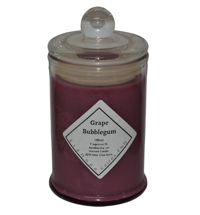 Grape Bubblegum 150ml Fully Scented, Natural Soy Wax. @ 30 hr slow burn