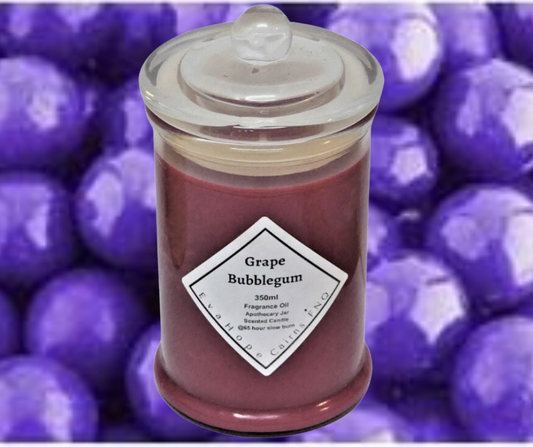 Grape Bubblegum 350ml Fully Scented, Natural Soy Wax. @ 65hr slow burn