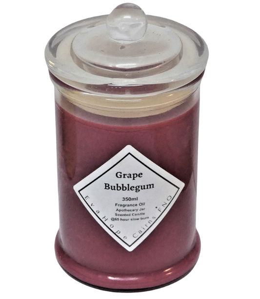 Grape Bubblegum 350ml Fully Scented, Natural Soy Wax. @ 65hr slow burn