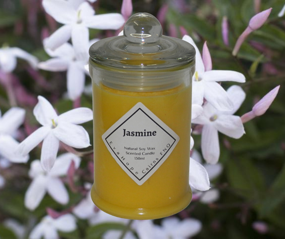 Jasmine 150ml Apothecary Jar Candle. @ 30 hr slow burn