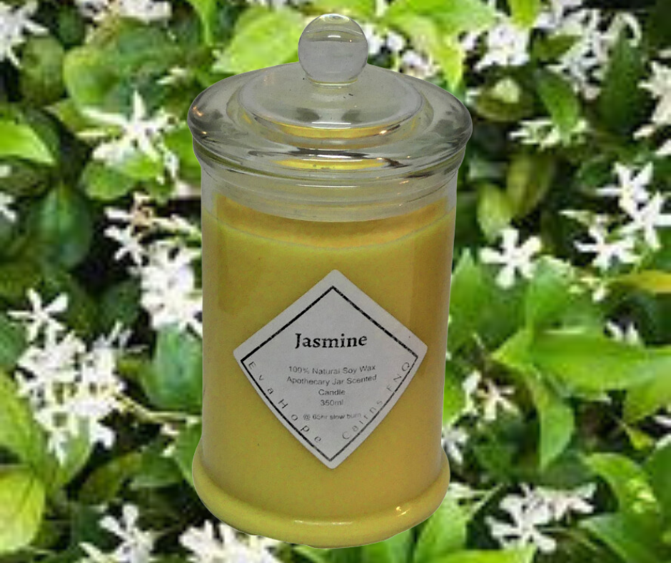 Jasmine 350ml Fully Scented, Natural Soy Wax @ 65hr slow burn