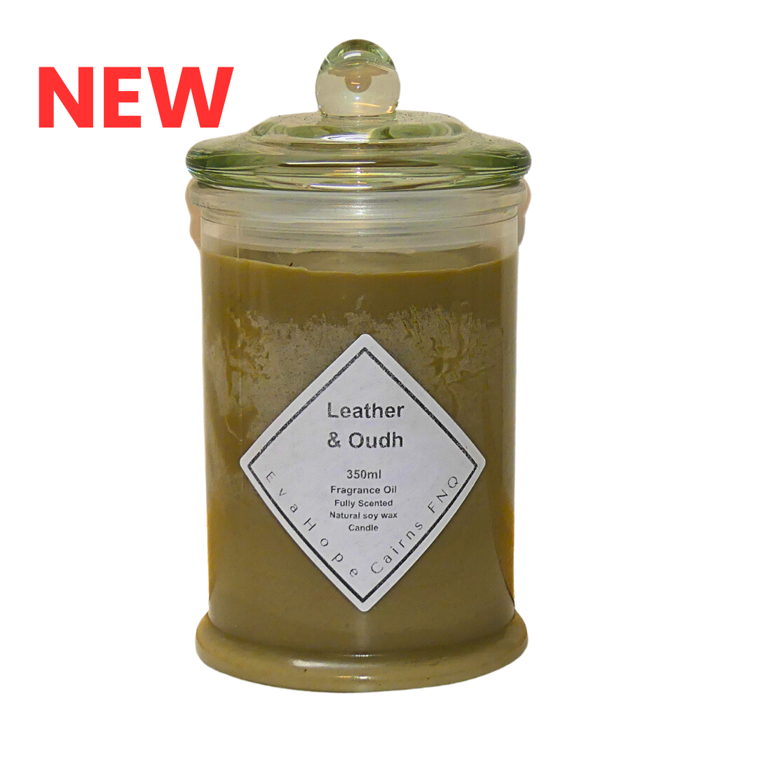 LEATHER OUDH -  Scented Soy Wax Candle. 350ml.