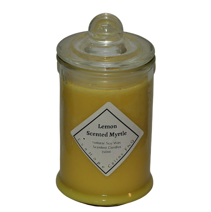 Lemon Scented Myrtle 150ml Fully Scented, Natural Soy Wax. @ 30 hr slow burn