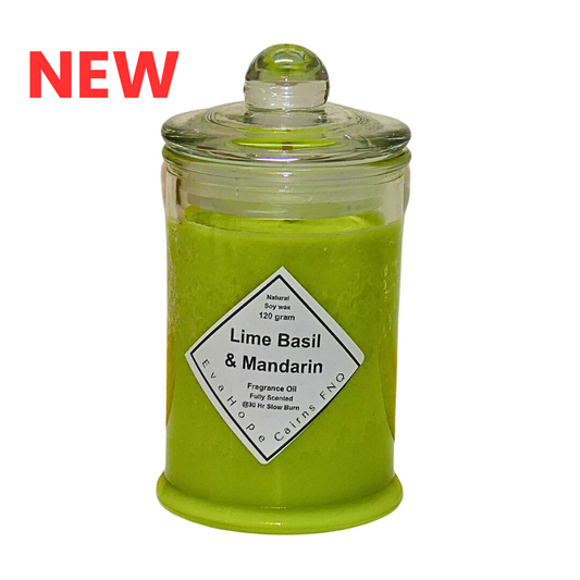 LIME BASIL & MANDARIN - Scented Soy Wax Candle. 150ml