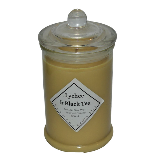 Lychee & Black Tea 350ml Fully Scented, Natural Soy Wax @ 65 hr slow burn