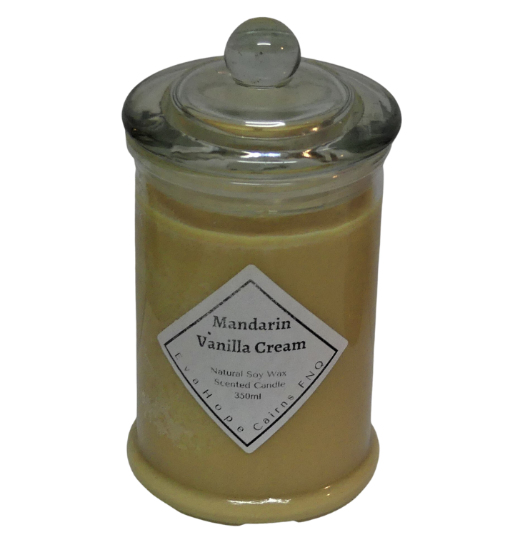 Mandarin Vanilla Cream 350ml Fully Scented, Natural Soy Wax. @ 65 hr slow burn