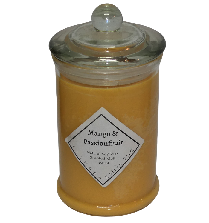 Mango & Passionfruit 350ml Fully Scented, Natural Soy Wax. @ 65 hr slow burn