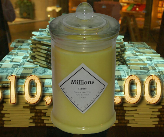 Millions (Type) 350ml Fully Scented, Natural Soy Wax. @ 65 hr slow burn