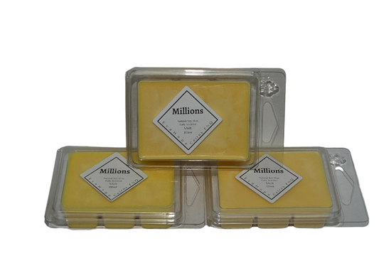 Millions (Type) 80gm Fully Scented, Natural Soy Wax. Melts @ 100 hr slow melt