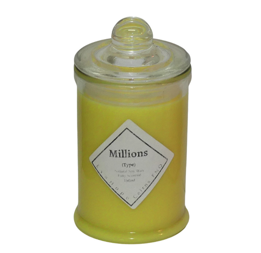 Millions (Type) 150ml Fully Scented, Natural Soy Wax. @ 30 hr slow burn