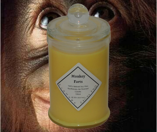 Monkey Farts 150ml Fully Scented, Natural Soy Wax. @ 30 hr slow burn