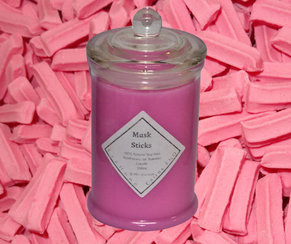 Musk Sticks 350ml Fully Scented, Natural Soy Wax. @ 65 hr slow burn