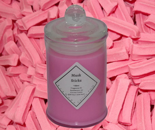 Musk Sticks 150ml Fully Scented, Natural Soy Wax. @ 30 hr slow burn