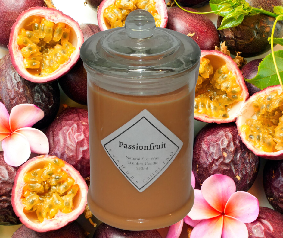 Passionfruit 350ml Fully Scented, Natural Soy Wax. @ 65 hr slow burn