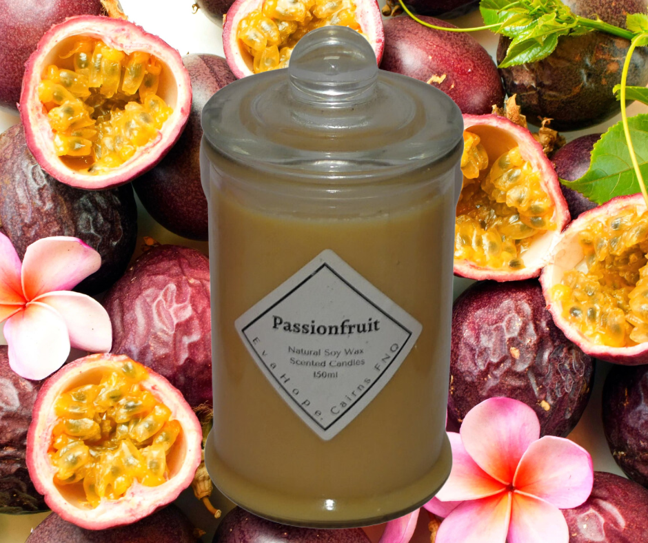 Passionfruit 150ml Fully Scented, Natural Soy Wax. @ 30 hr slow burn