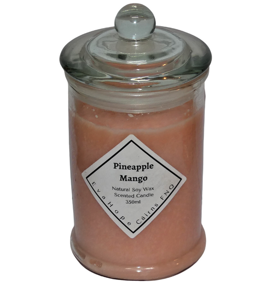 Pineapple Mango 350ml Fully Scented, Natural Soy Wax. @ 65 hr slow burn