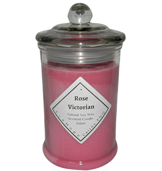 Rose Victorian 350ml Fully Scented, Natural Soy Wax. @ 65 hr slow burn