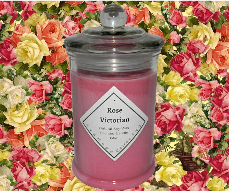 Rose Victorian 350ml Fully Scented, Natural Soy Wax. @ 65 hr slow burn