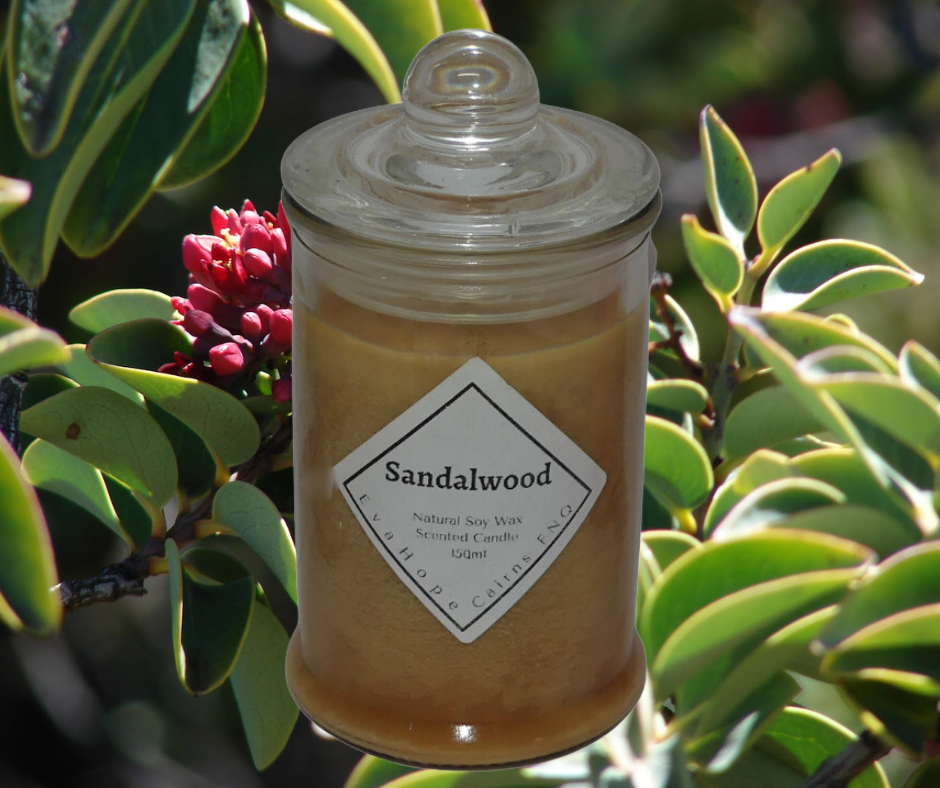 Sandalwood 150ml Fully Scented, Natural Soy Wax. @ 30 hr slow burn