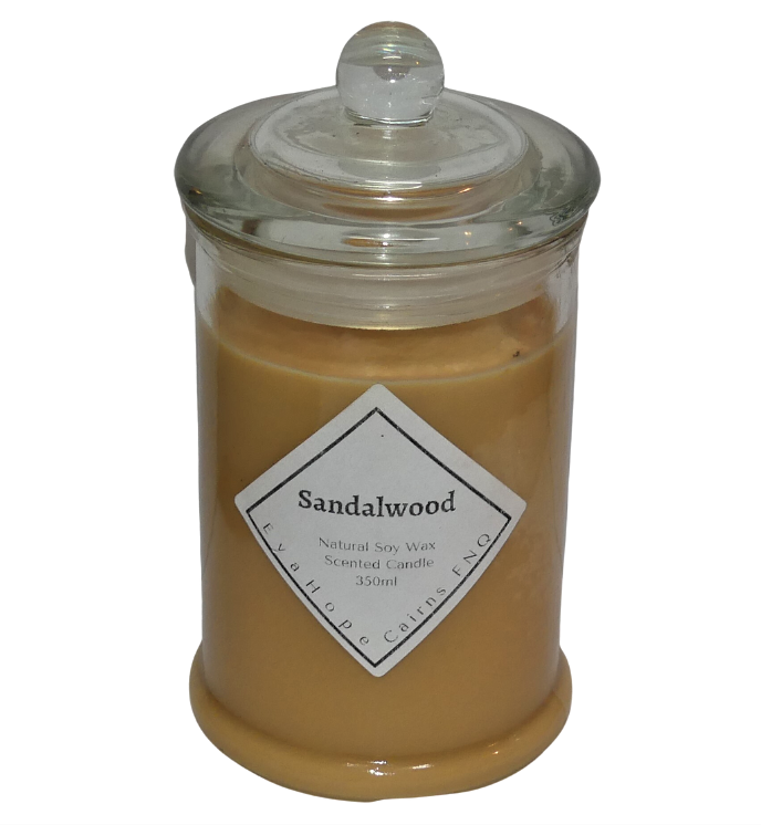 Sandalwood 350m Fully Scented, Natural Soy Wax . @ 65 hr slow burn