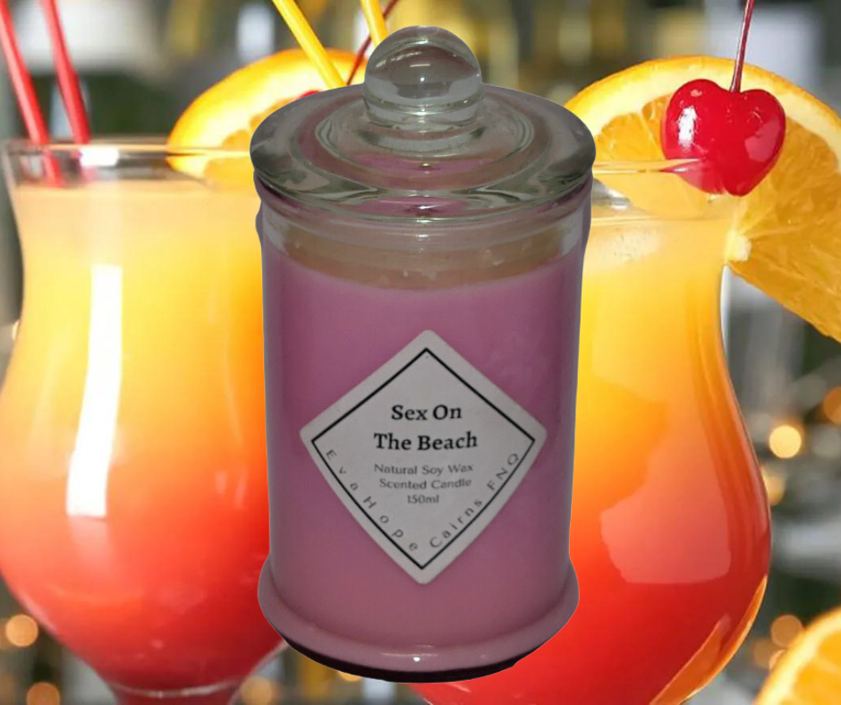 Sex On The Beach 150ml Fully Scented, Natural Soy Wax. @ 30 hr slow burn