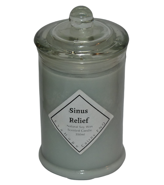 Sinus Relief 350ml Fully Scented, Natural Soy Wax. @ 65 hr slow burn