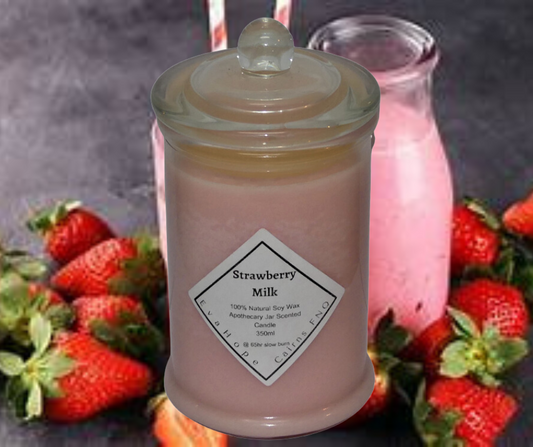 Strawberry Milk 350ml Fully Scented, Natural Soy Wax. @ 65 hr slow burn