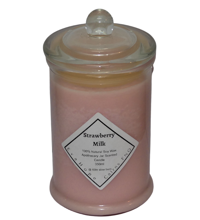 Strawberry Milk 350ml Fully Scented, Natural Soy Wax. @ 65 hr slow burn