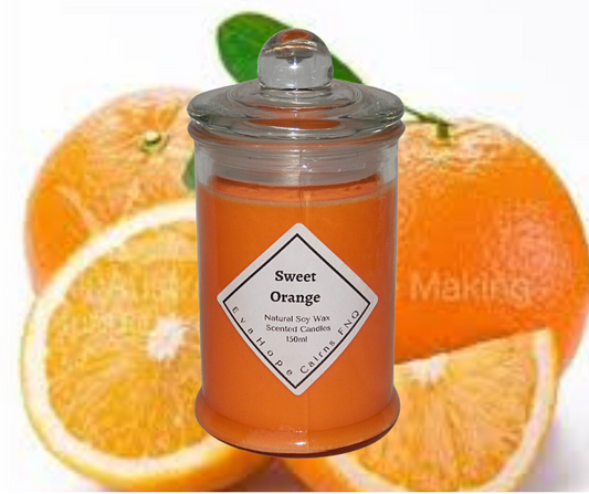 Sweet Orange 150ml Apothecary Jar Candle. @ 30 hr slow burn