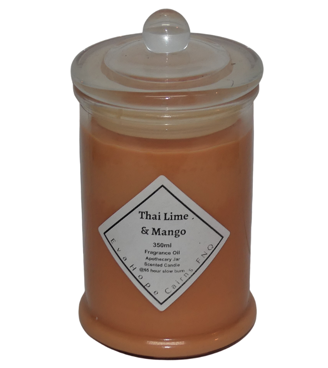 Thai Lime & Mango 350ml Fully Scented, Natural Soy Wax. @ 65 hr slow burn