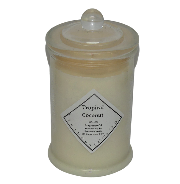 Tropical Coconut 350ml Fully Scented, Natural Soy Wax. @ 65 hr slow burn