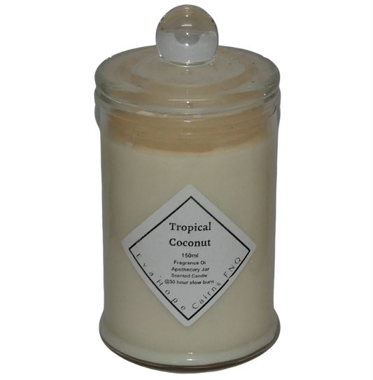 Tropical Coconut 150ml Fully Scented, Natural Soy Wax. @ 30 hr slow burn