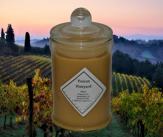 Tuscan Vineyard 150ml Fully Scented, Natural Soy Wax. @ 30 hr slow burn