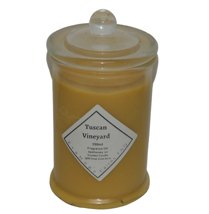 Tuscan Vineyard 350ml Fully Scented, Natural Soy Wax. @ 65 hr slow burn