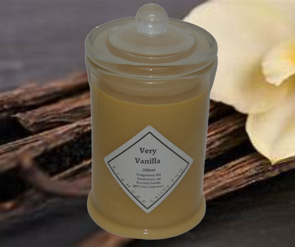 Very Vanilla 350ml Fully Scented, Natural Soy Wax. @ 65 hr slow burn