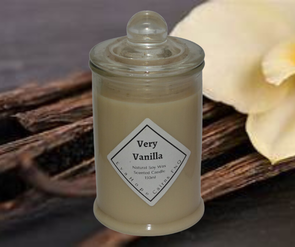 Very Vanilla 150ml Fully Scented, Natural Soy Wax. @ 30 hr slow burn