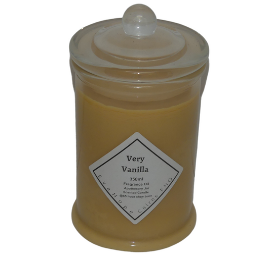 Very Vanilla 350ml Fully Scented, Natural Soy Wax. @ 65 hr slow burn