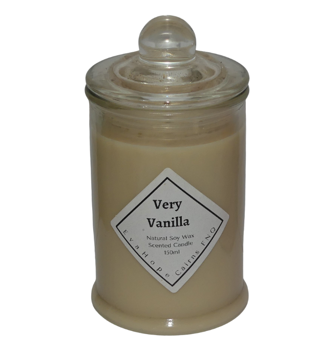 Very Vanilla 150ml Fully Scented, Natural Soy Wax. @ 30 hr slow burn