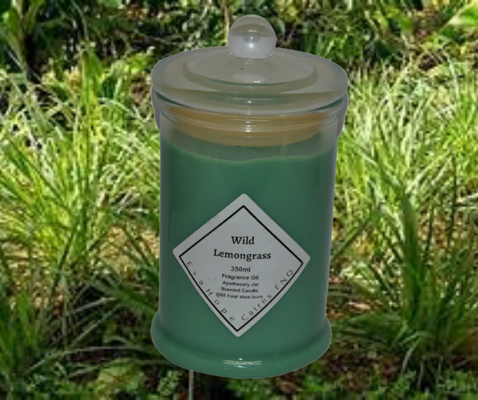 Wild Lemongrass 350ml Fully Scented, Natural Soy Wax. @ 65 hr slow burn