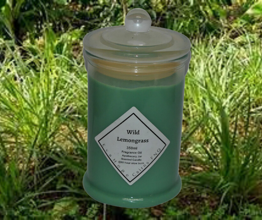 Wild Lemongrass 350ml Fully Scented, Natural Soy Wax. @ 65 hr slow burn